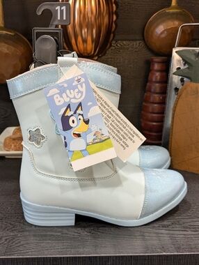 Bluey Light Blue Glitter Girls Cowboy Boots, Light Up